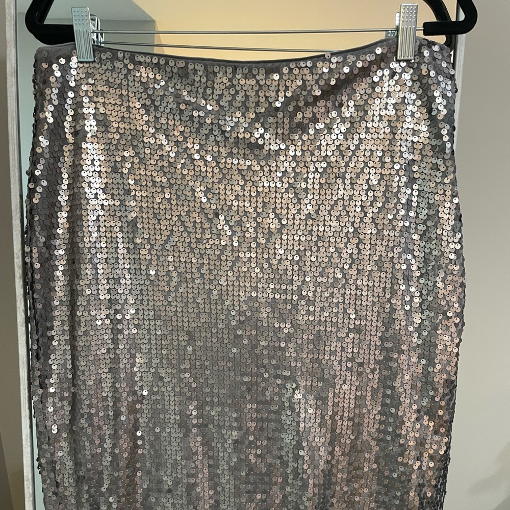 Silver Sequin knee length pencil skirt